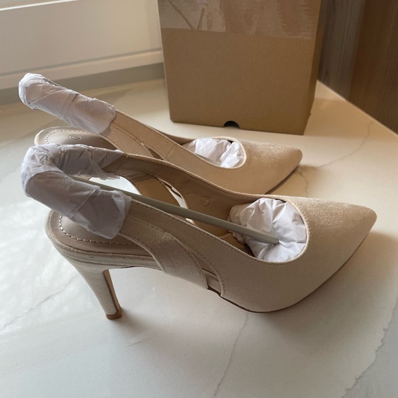 SIZE 7 WOMENS SLINGBACK DRESS PUMP HEELS - CREAM COLOUR - Picture 5 of 10